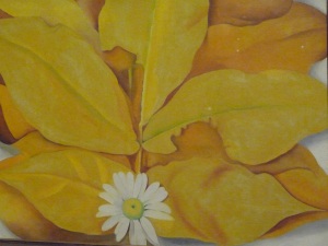 Georgia O'KeeffeAmerican, 1887-1986Yellow Hickory Leaves with Daisy, 1928